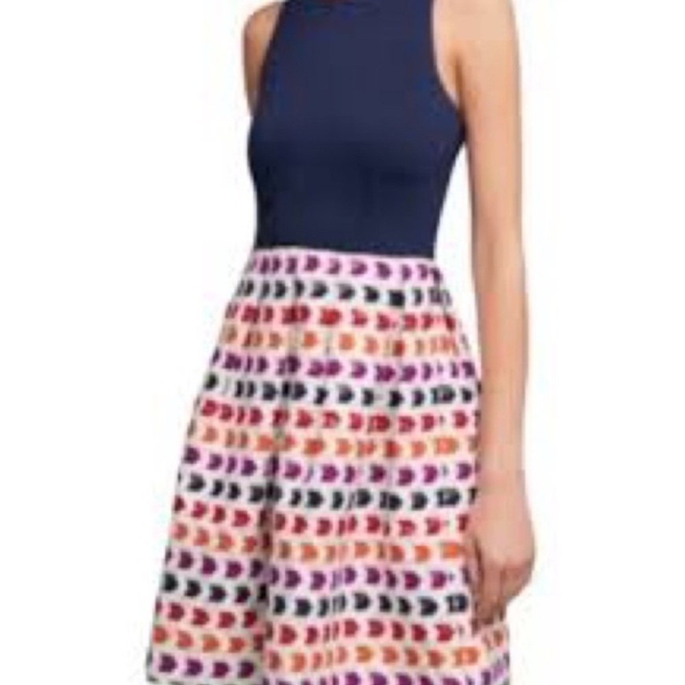 Anthropologie Navy Bodice Multicolor Scallop-Print Midi Dress